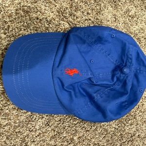 Mens Polo Hat - royal blue with red pony
